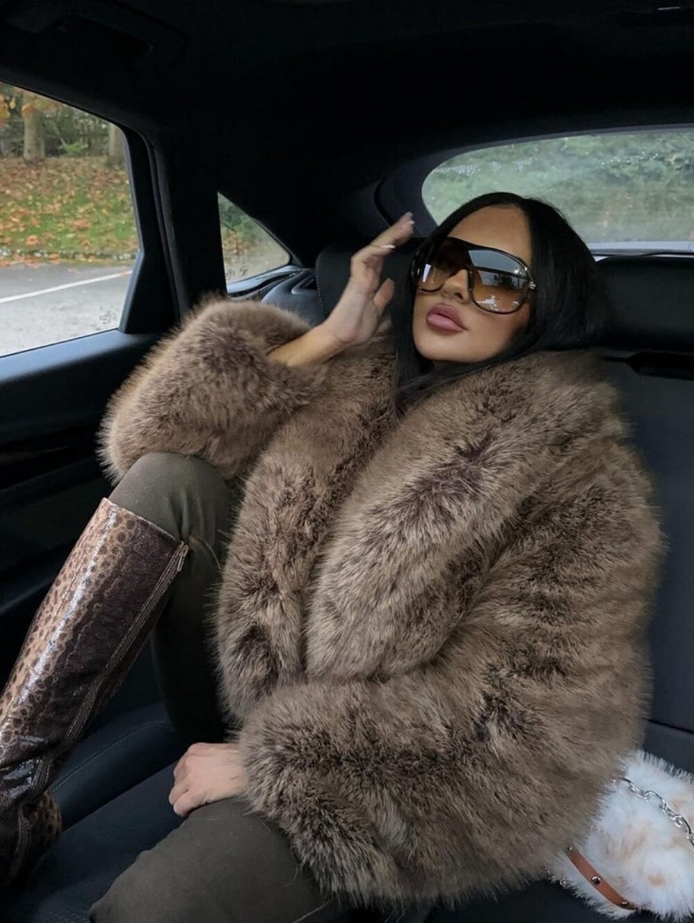 Luxurious Brown Faux Fur Coat - Women’s Plush Winter Jacket